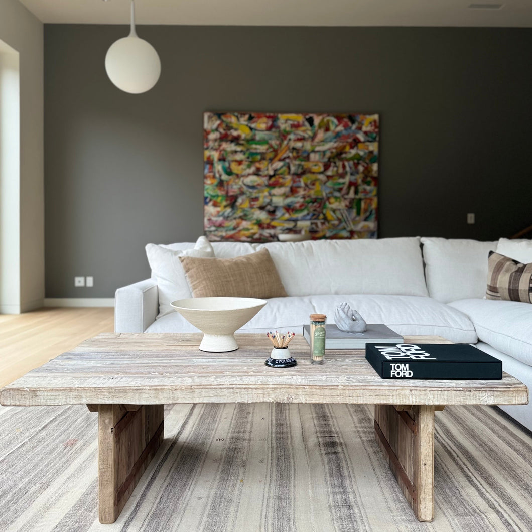 Rustic wood rectangular coffee table