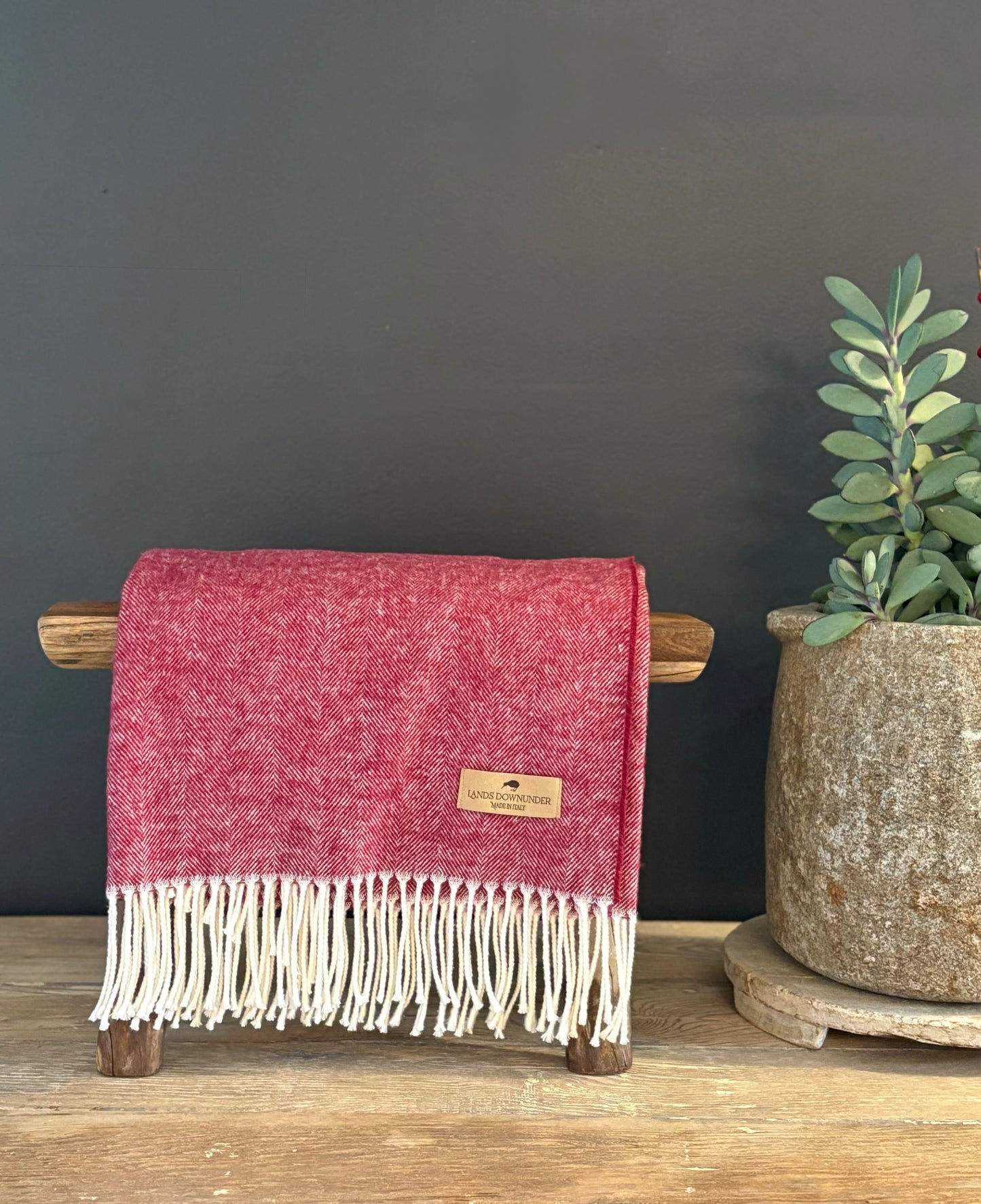 Herringbone Throw-Cranberry