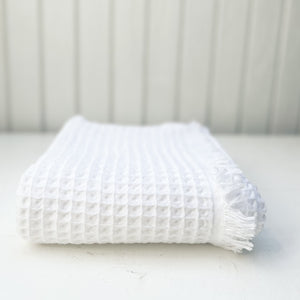 waffle weave white cotton throw blanket 