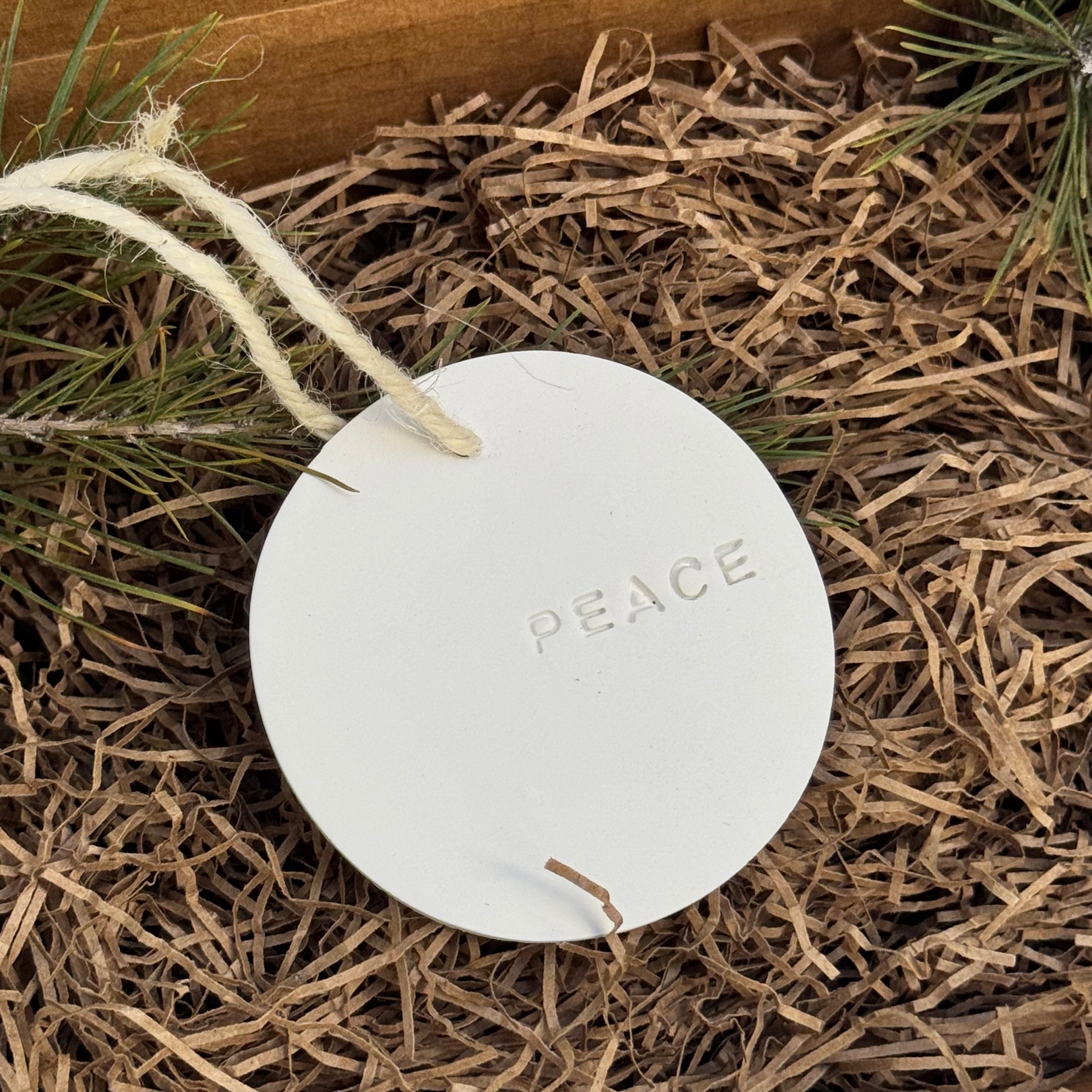 Round Clay Ornament-Peace