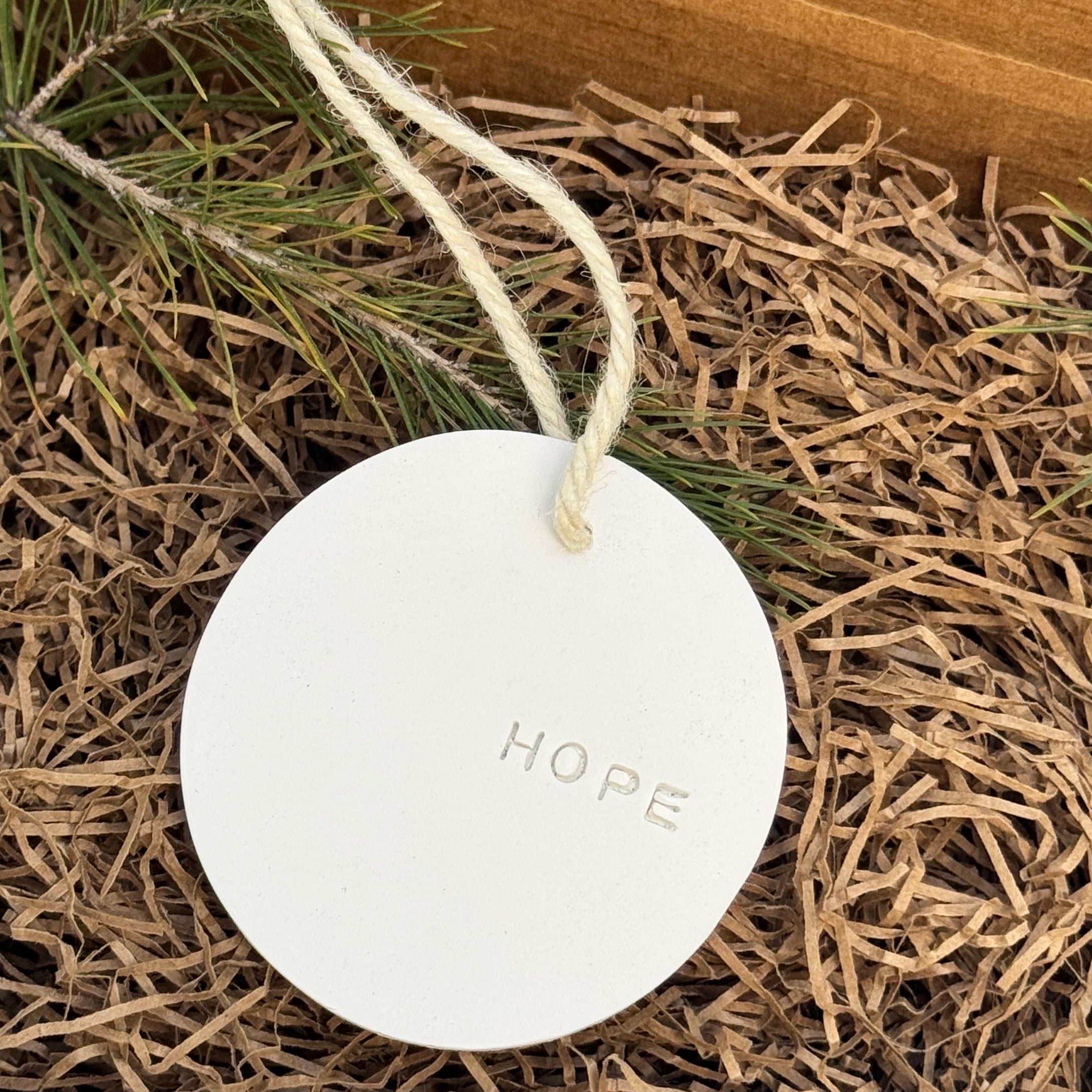 Round Clay Ornament-Hope