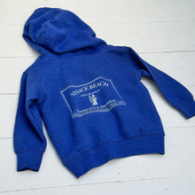 Load image into Gallery viewer, blue toddler hoodie with white T&amp;D Venice Beach logo in white on the back