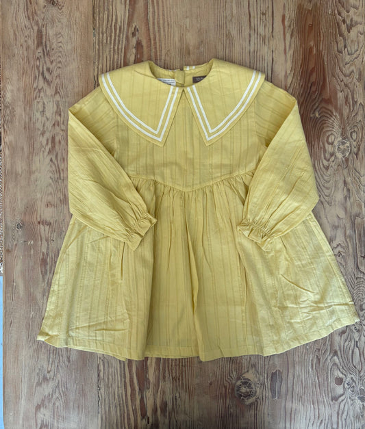 Wide Collar Yellow Kid's Dress