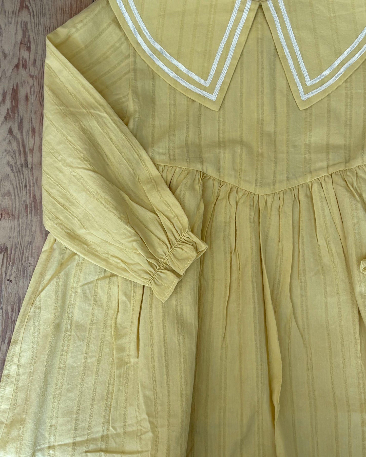 Wide Collar Yellow Kid's Dress