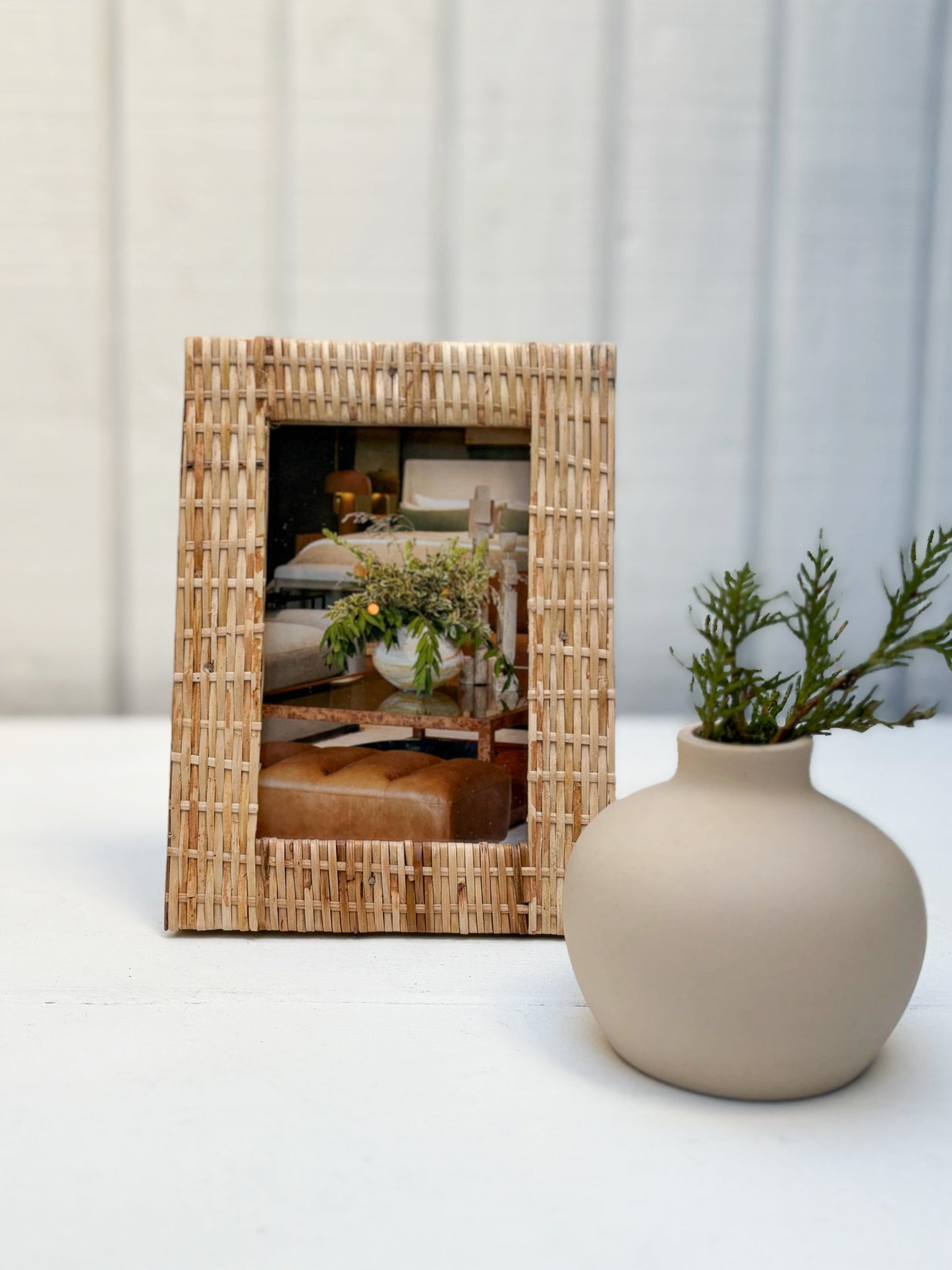 Woven Rattan Photo Frame