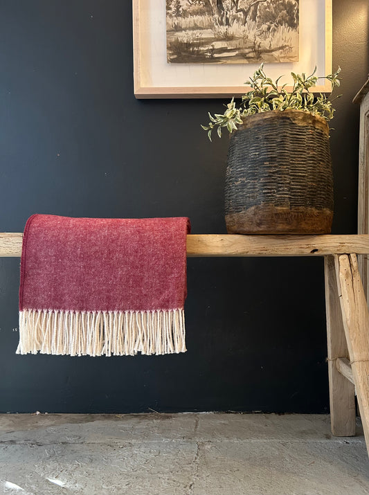Herringbone Throw-Cranberry