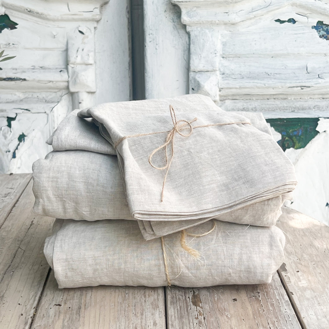 Kira Rose Linen Bedding-Natural