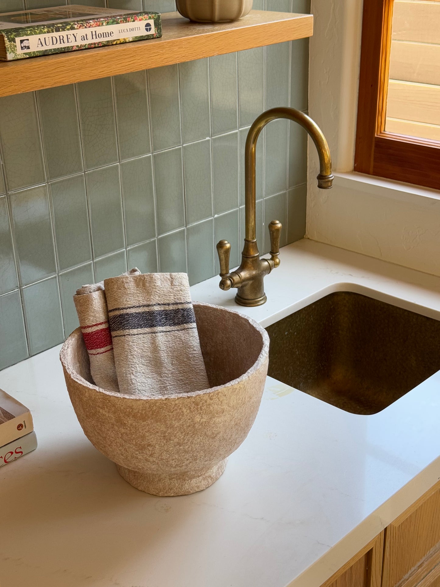 Blue Stripe Vintage Linen Kitchen Towel