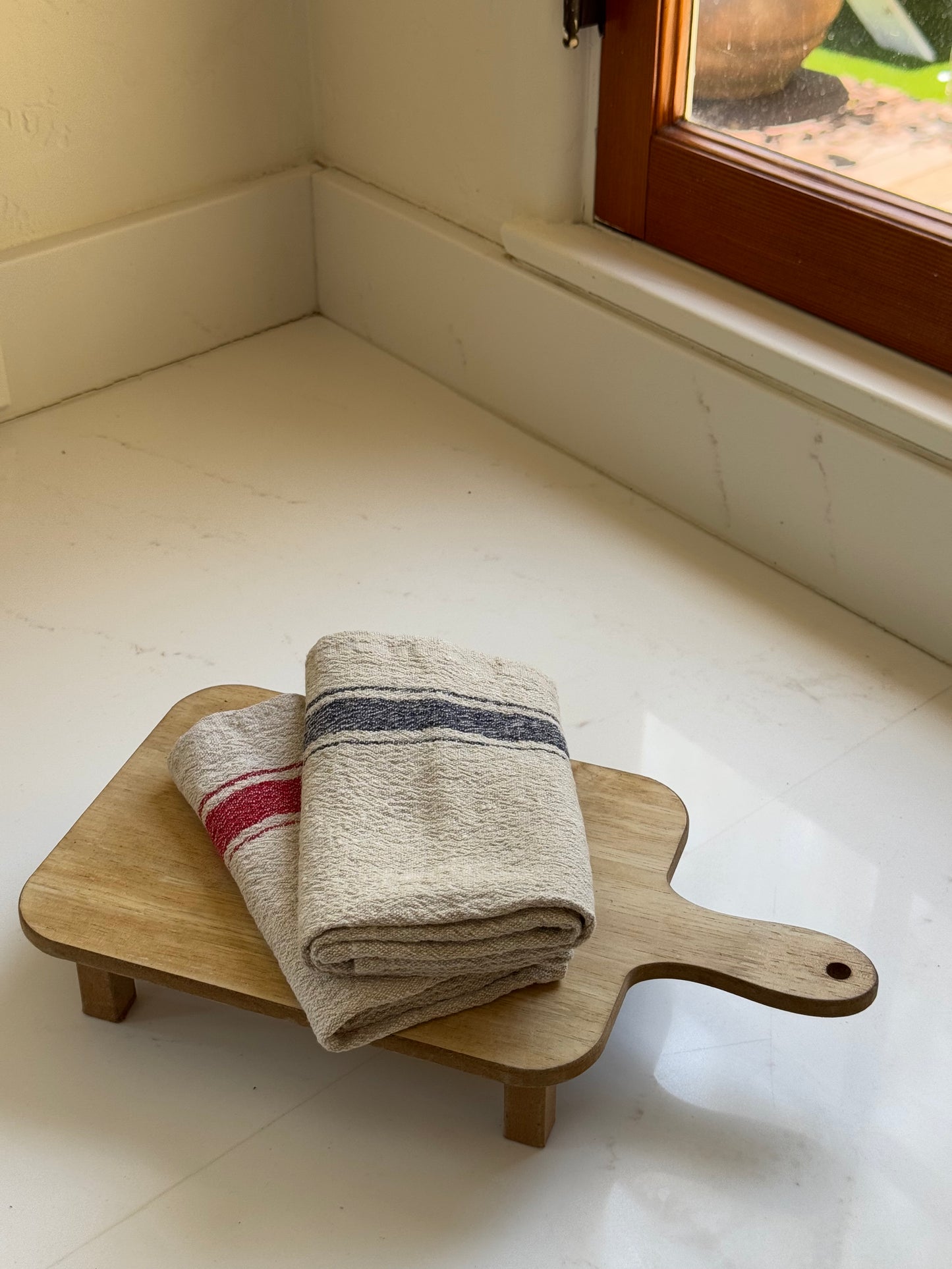 Blue Stripe Vintage Linen Kitchen Towel