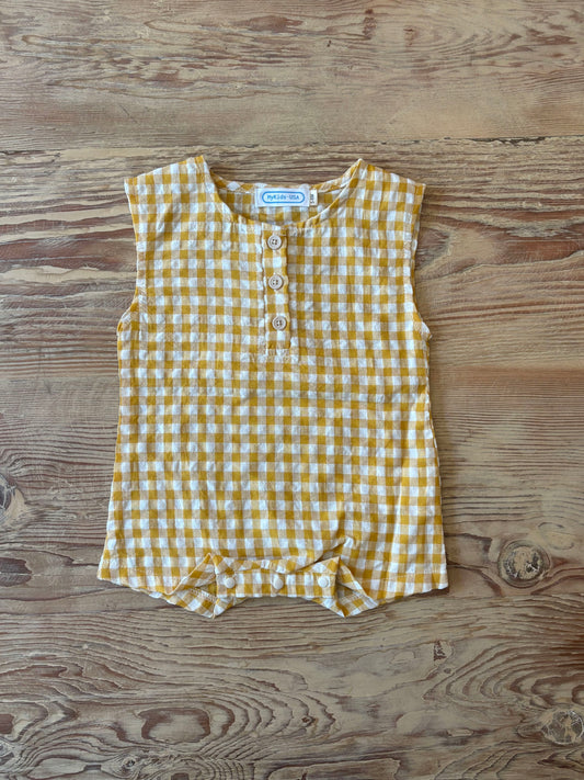 Yellow Checkered Romper