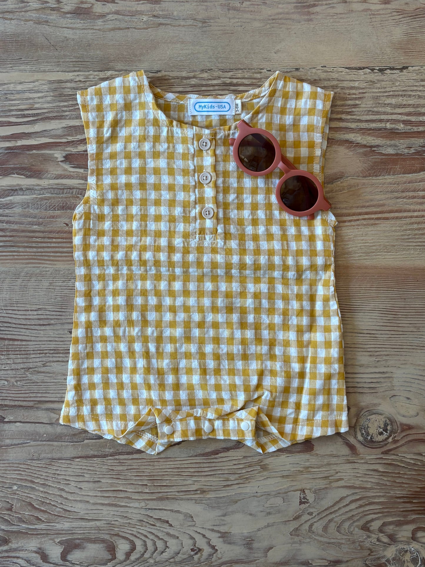 Yellow Checkered Romper