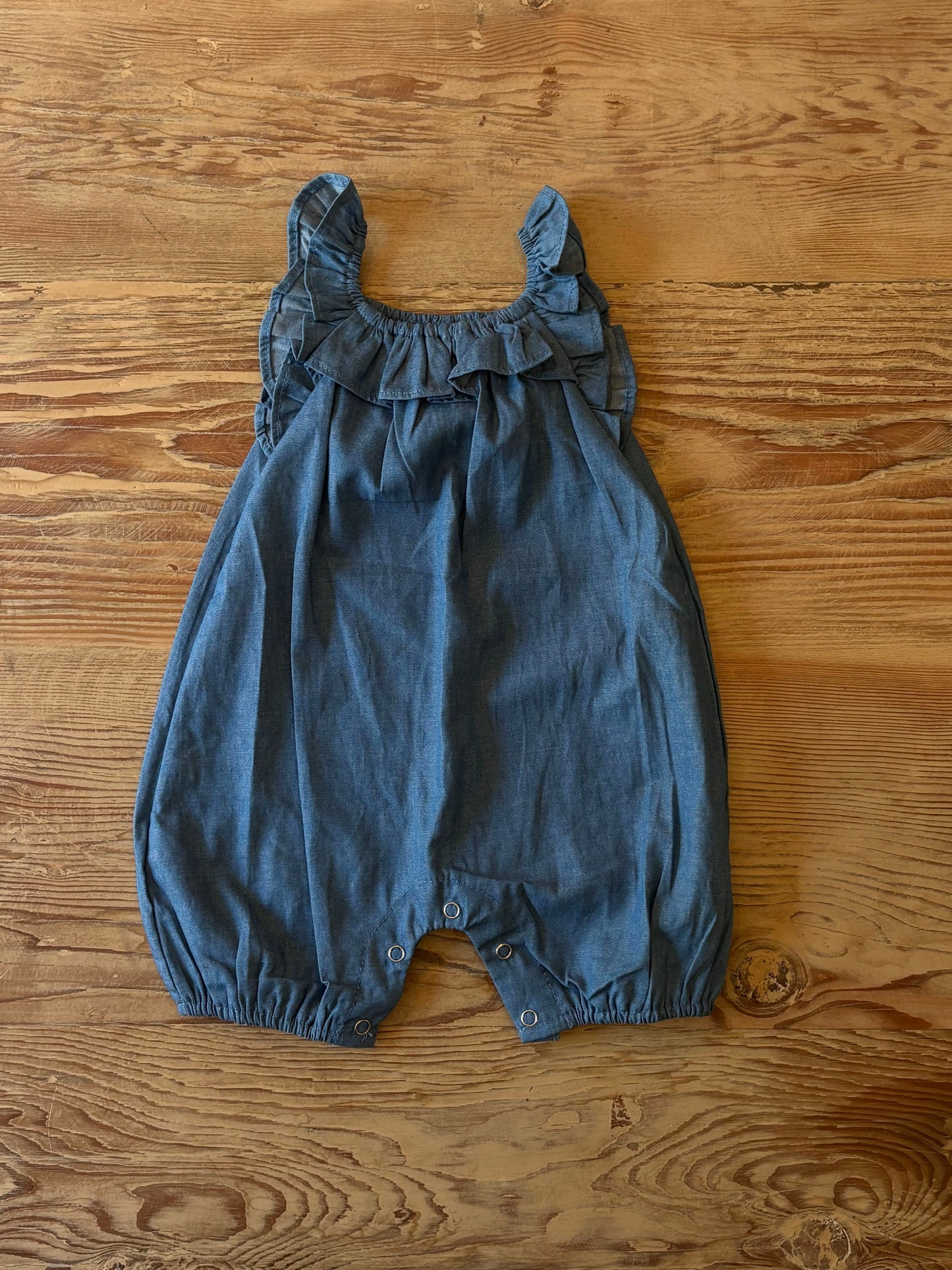 Ruffle Denim Bodysuit