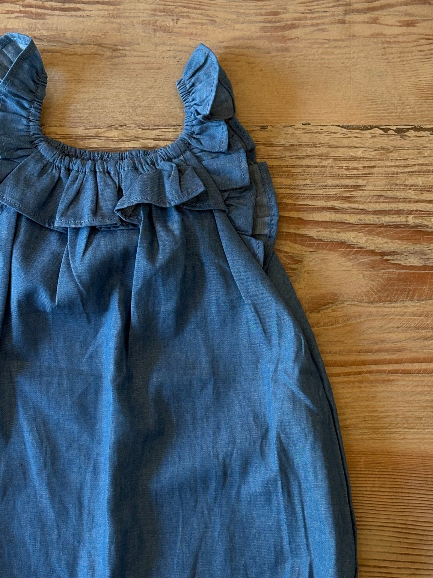Ruffle Denim Bodysuit