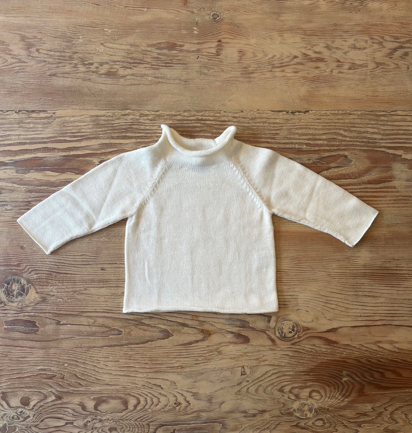Ivory Knit Raglan Kid's Sweater
