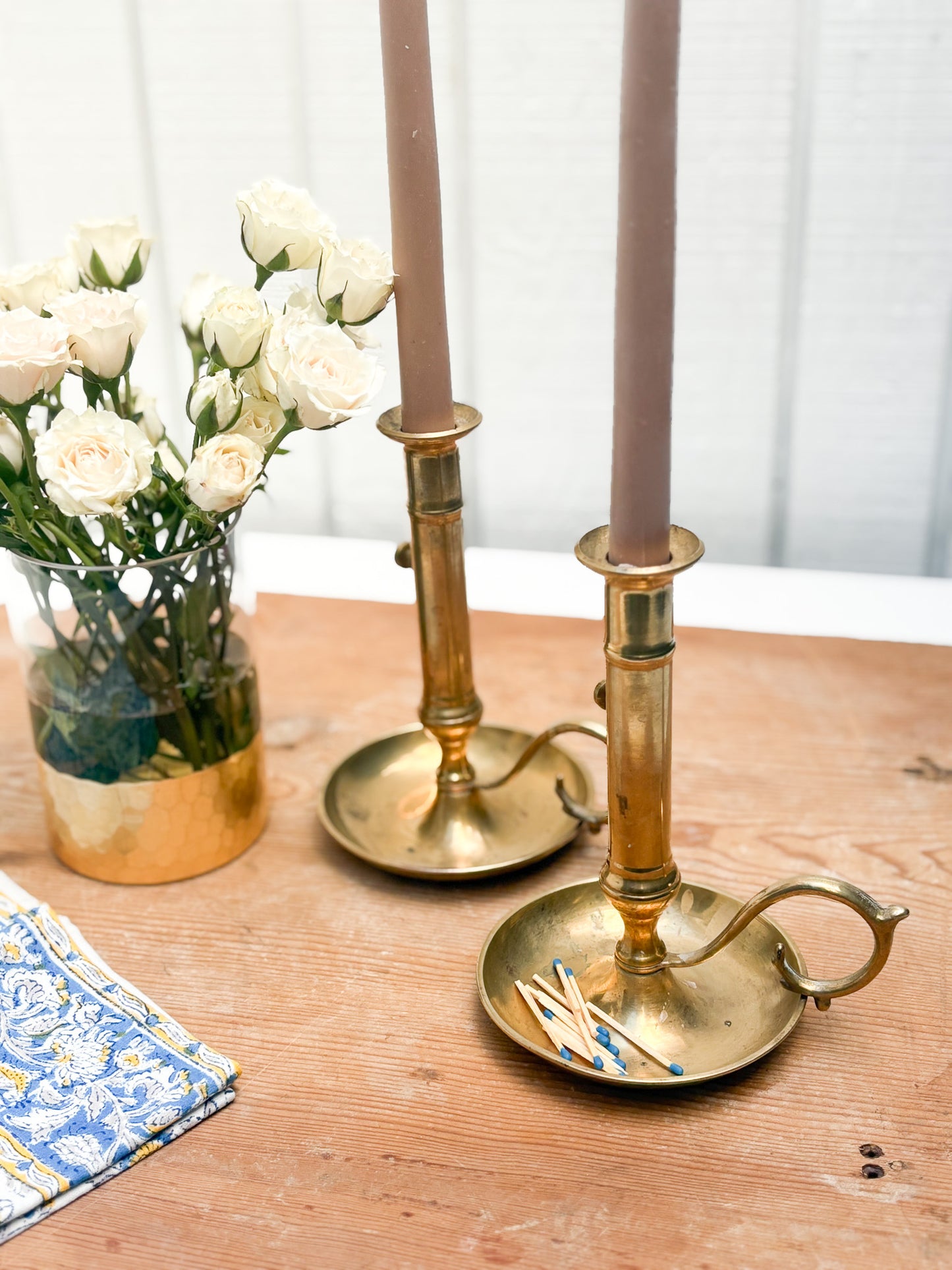 Vintage Brass Chamberstick Set-#1