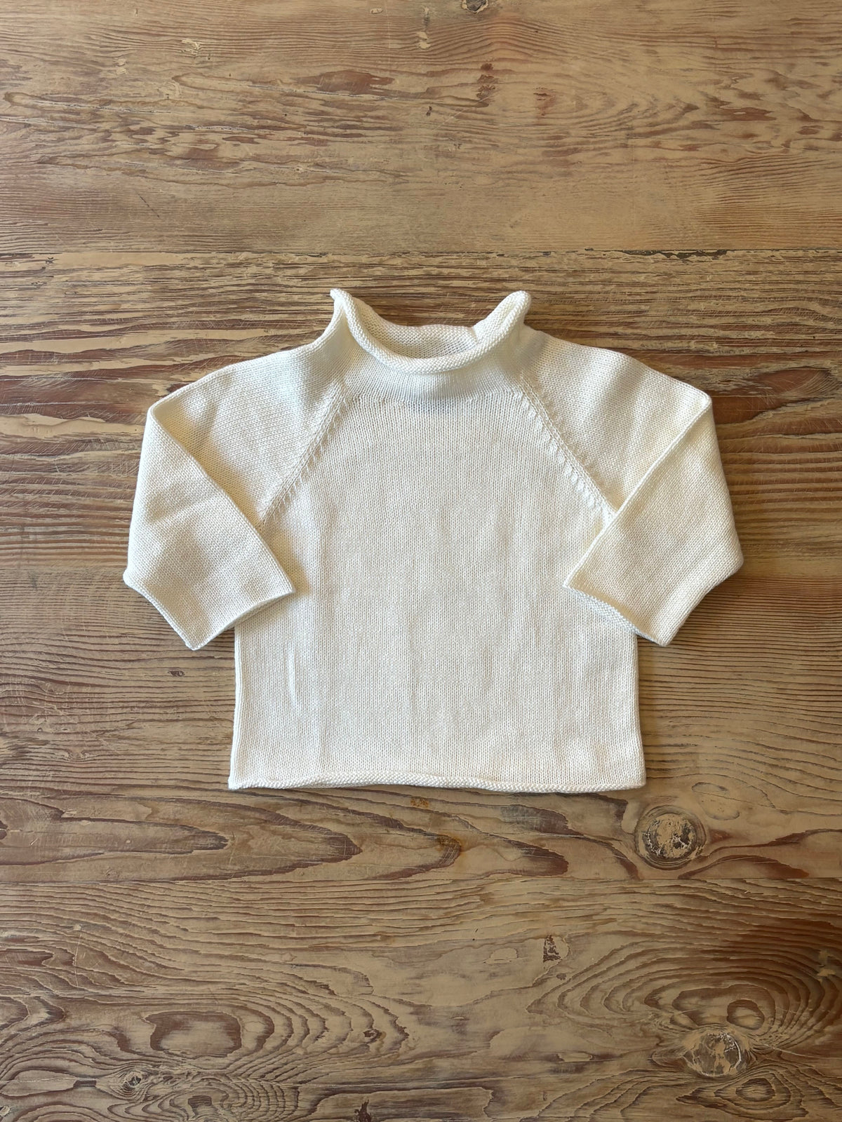 Ivory Knit Raglan Kid's Sweater