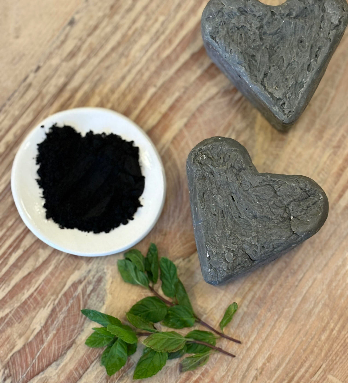 Activated Charcoal Peppermint and Vanilla  Heart Soap
