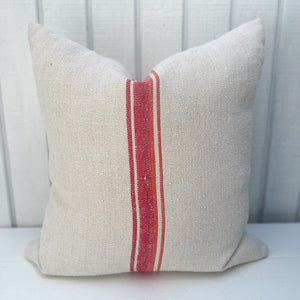 Multi Stripe Grain de Sac Pillow-Red