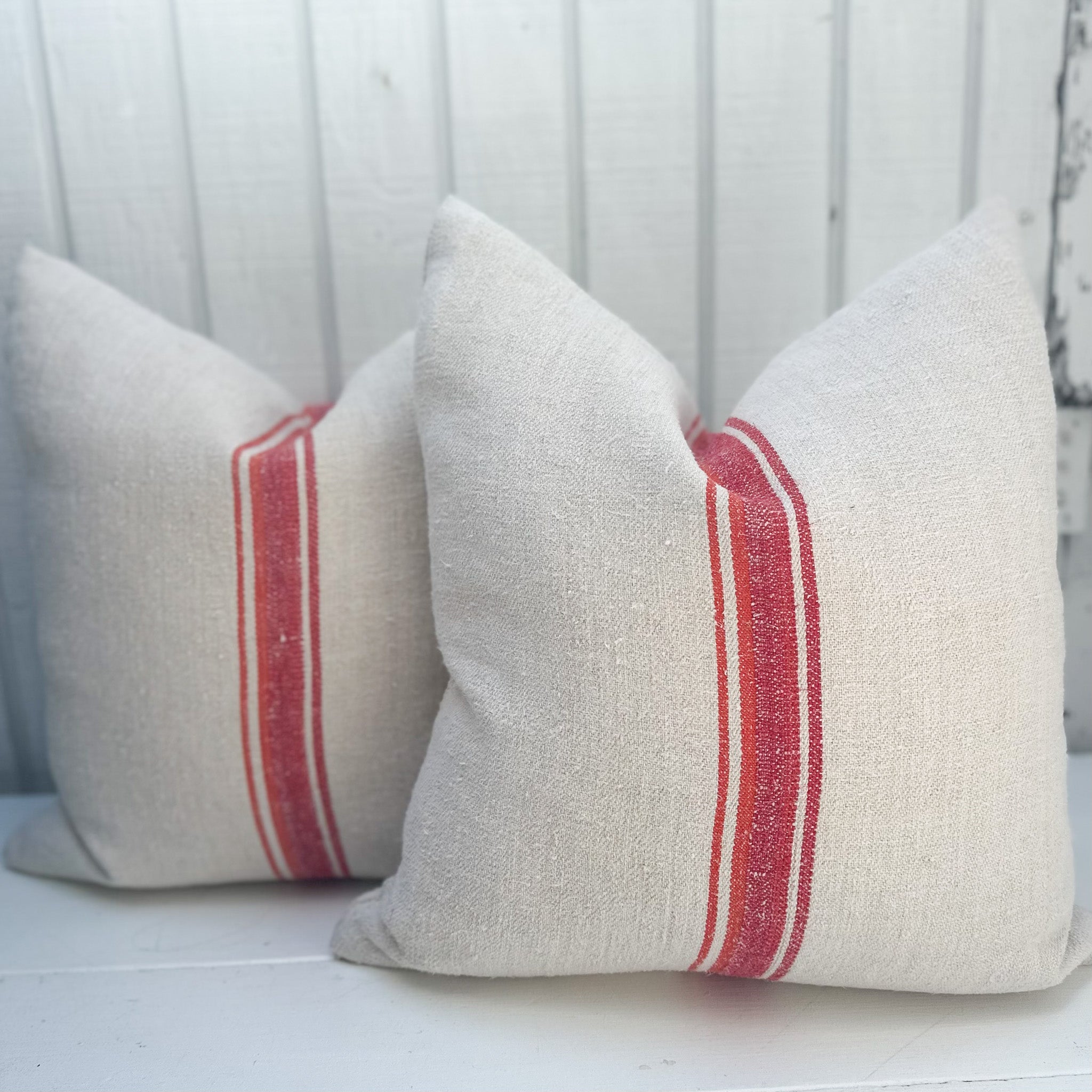 Multi Stripe Grain de Sac Pillow-Red