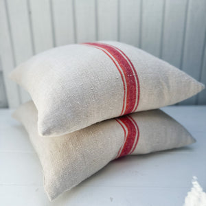 Multi Stripe Grain de Sac Pillow-Red