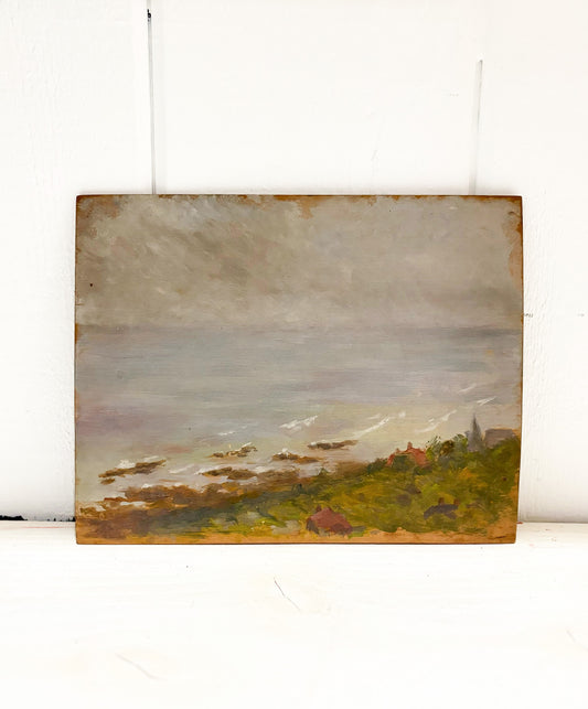 Gentle Waves on Shore Vintage French Painting