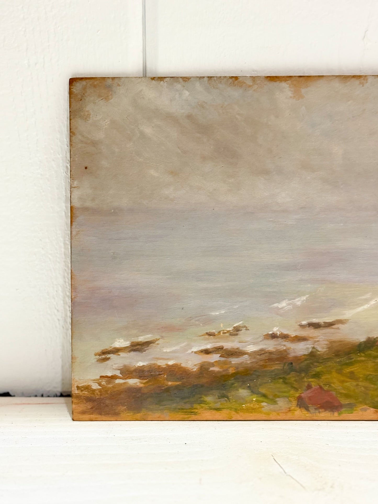 Gentle Waves on Shore Vintage French Painting