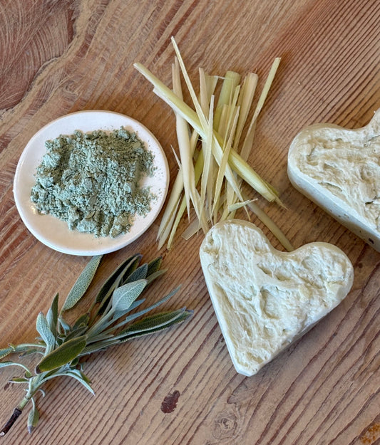 French Clay, Sage & Lemongrass Heart Soap