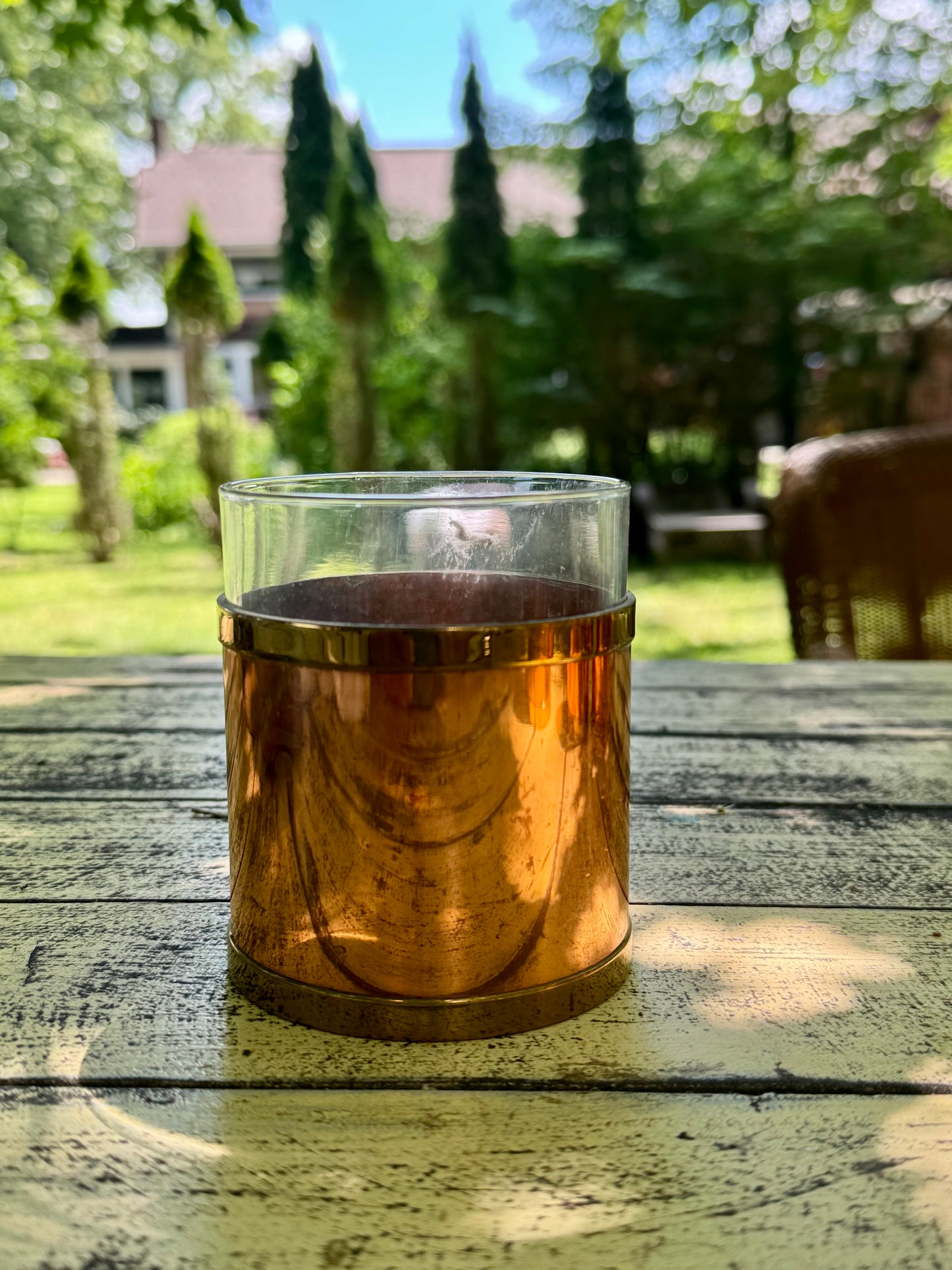 Vintage Copper Cups w/Glass Inserts