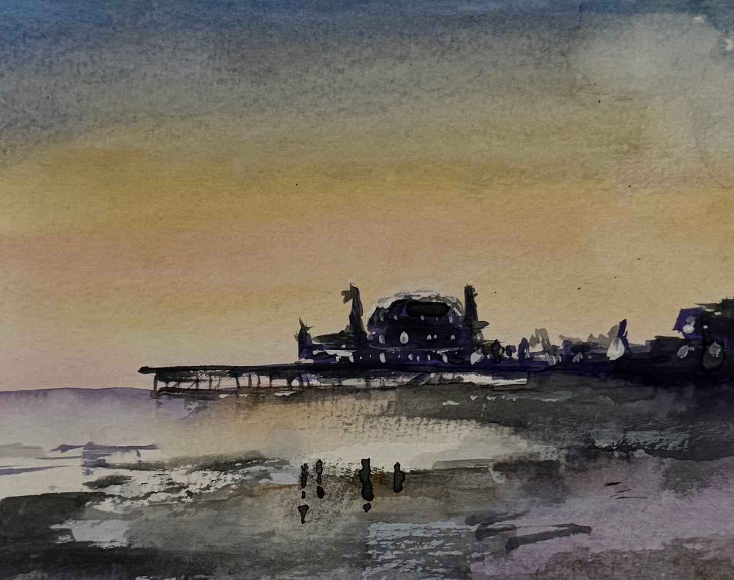 'Dunkirk Harbor' Watercolor