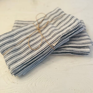 Set/4 Blue Boat Stripe Linen Napkin