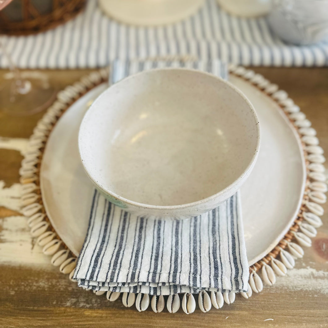 Set/4 Blue Boat Stripe Linen Napkin