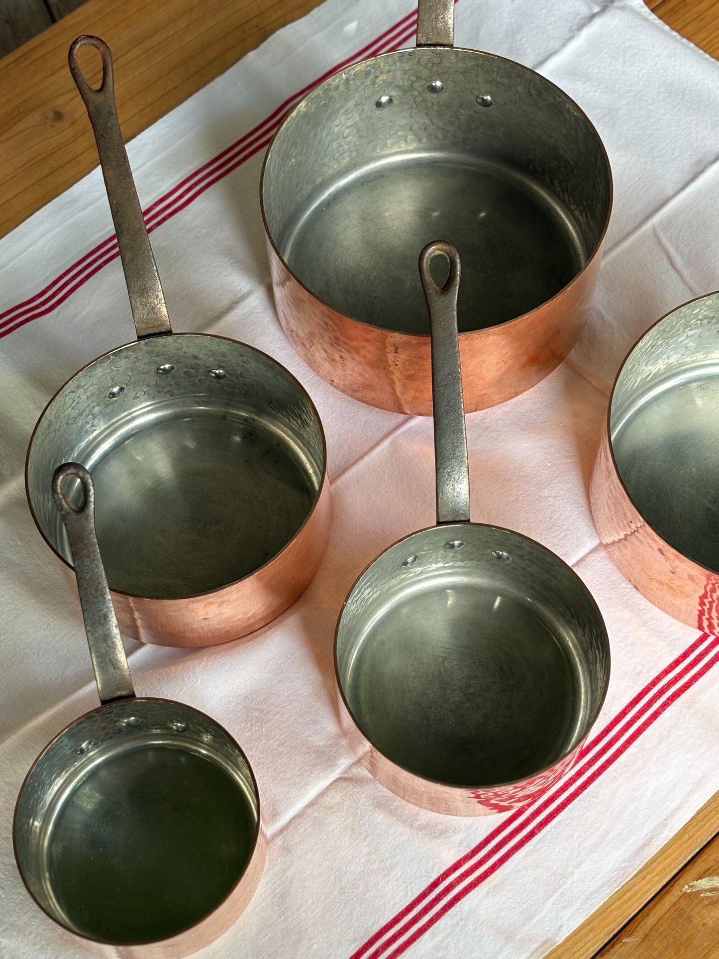 French Vintage Copper Pot Set