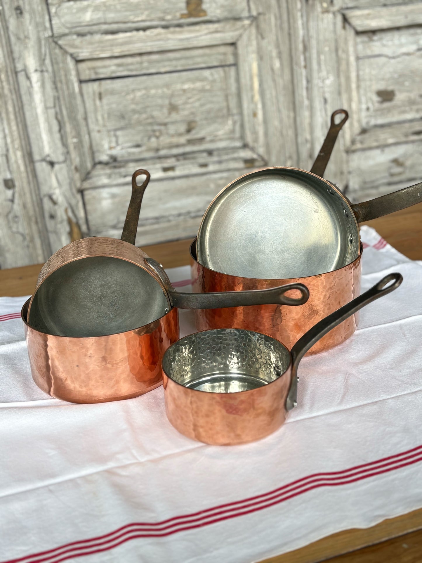 French Vintage Copper Pot Set
