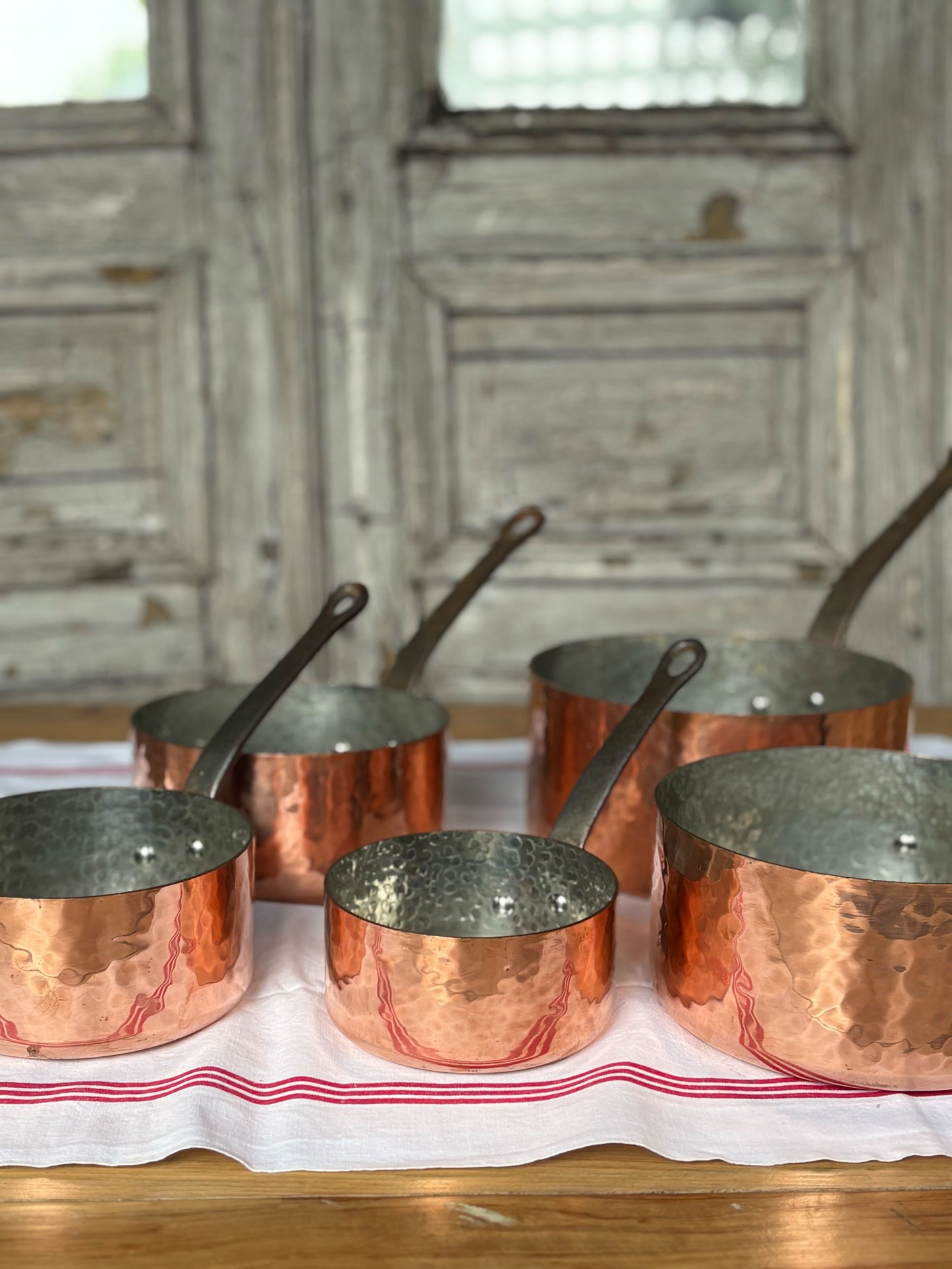 French Vintage Copper Pot Set