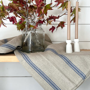 Belgian Linen Tablecloth-Blue Stripe