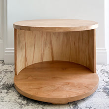 Load image into Gallery viewer, round side table with open middle and quarter round detailing on sides