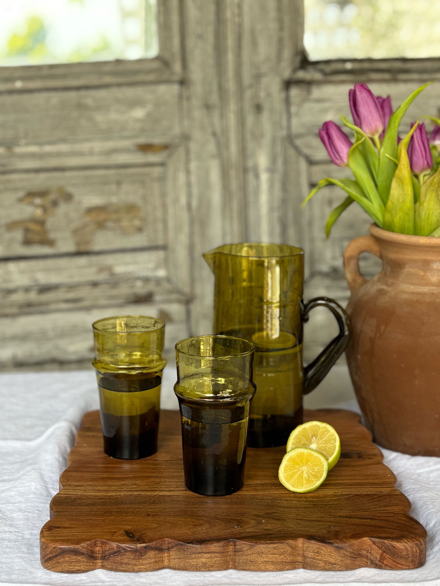 Moroccan Beldi Recycled Glass Tumbler-Bronze