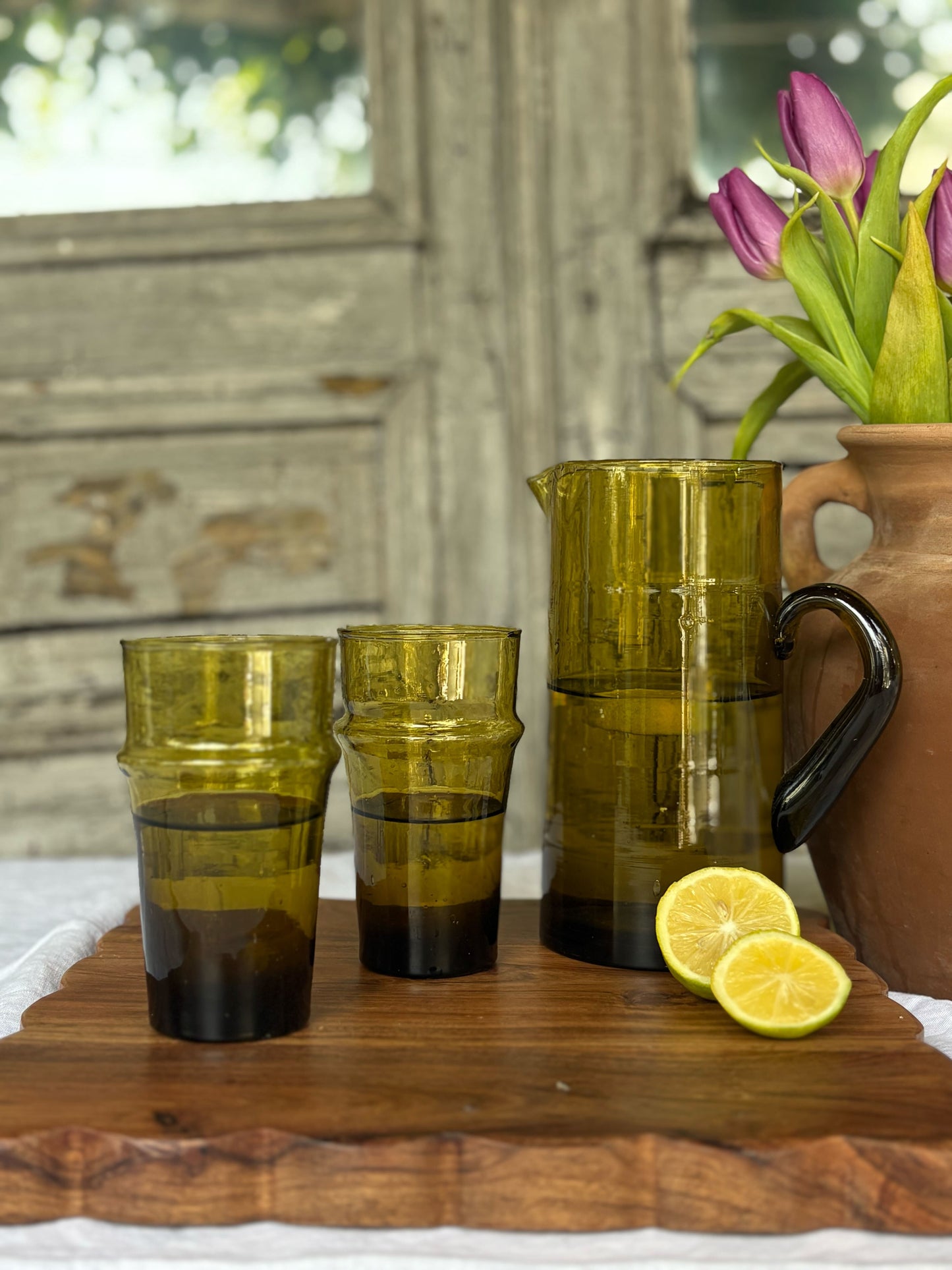 Moroccan Beldi Recycled Glass Tumbler-Bronze
