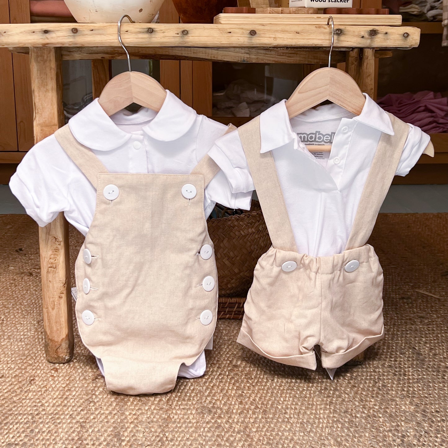Linen Romper + Onesie Set