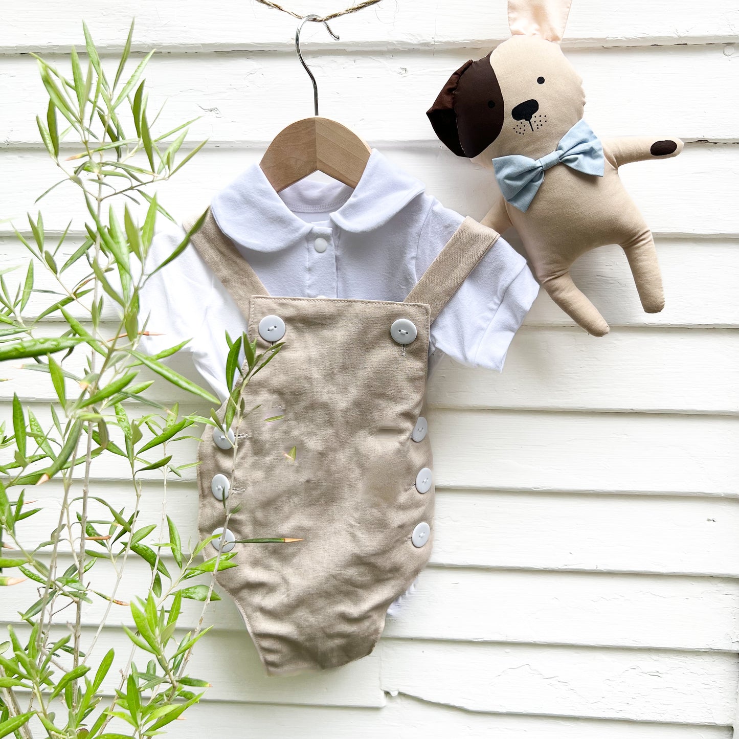Linen Romper + Onesie Set