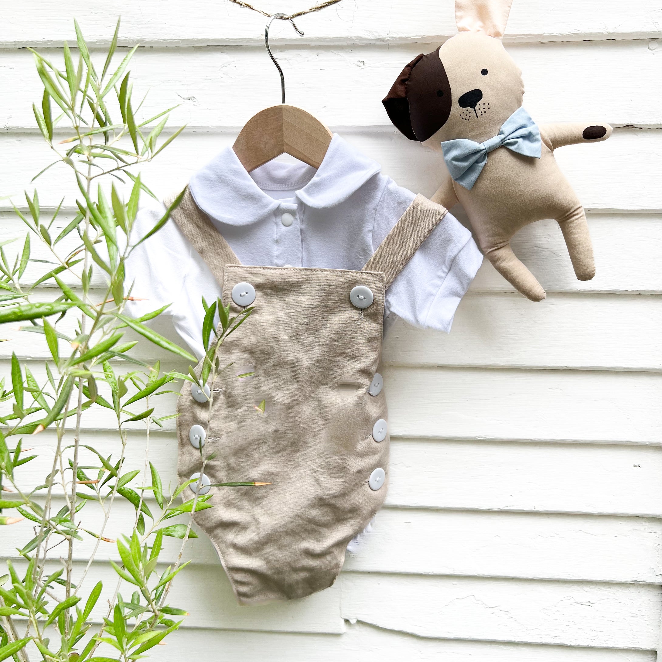 Linen Romper + Onesie Set