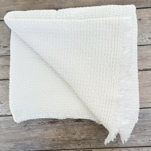 Anna Waffle Weave Blanket-Creamy White