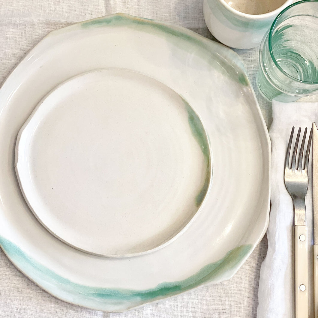 Bliss White/Blue/Green Dinner Plate