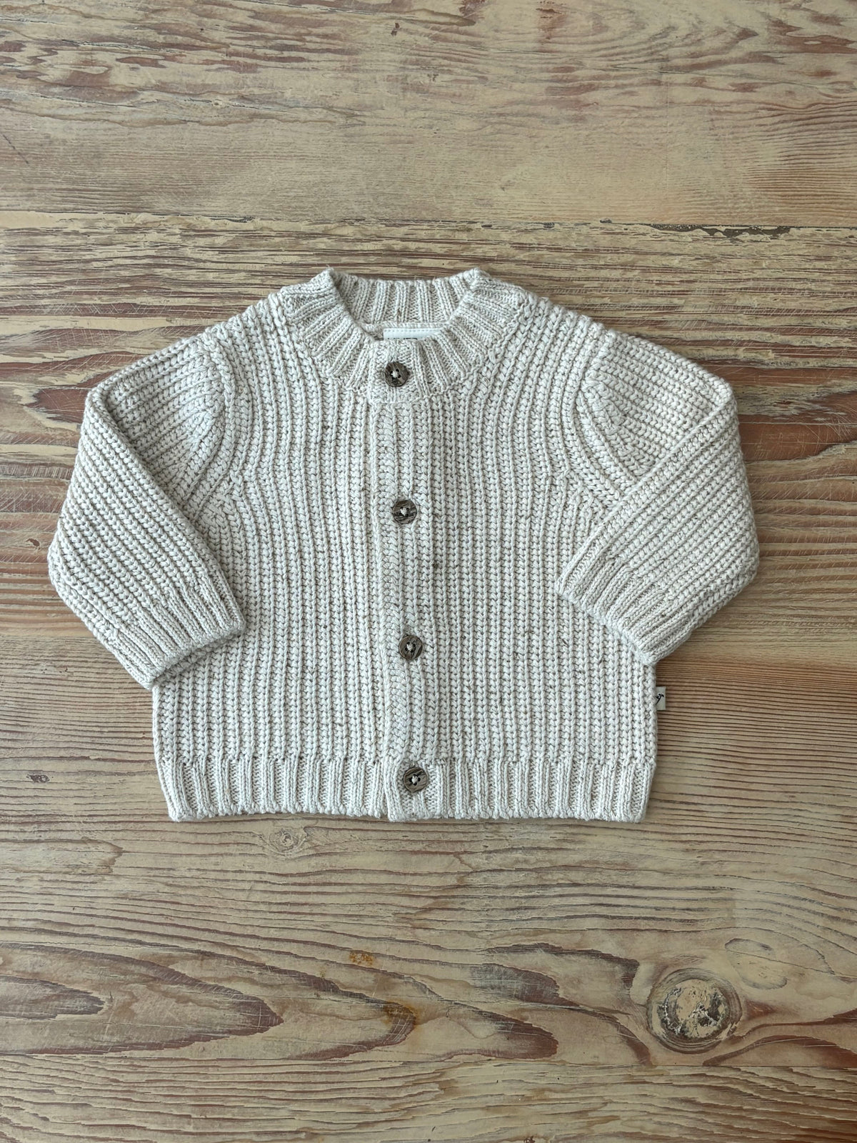 Chunky Knit Baby Cotton Cardigan-Linen