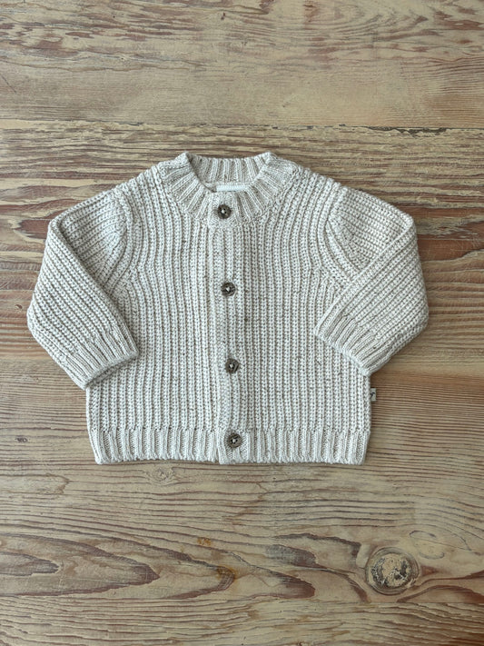 Chunky Knit Baby Cotton Cardigan-Linen