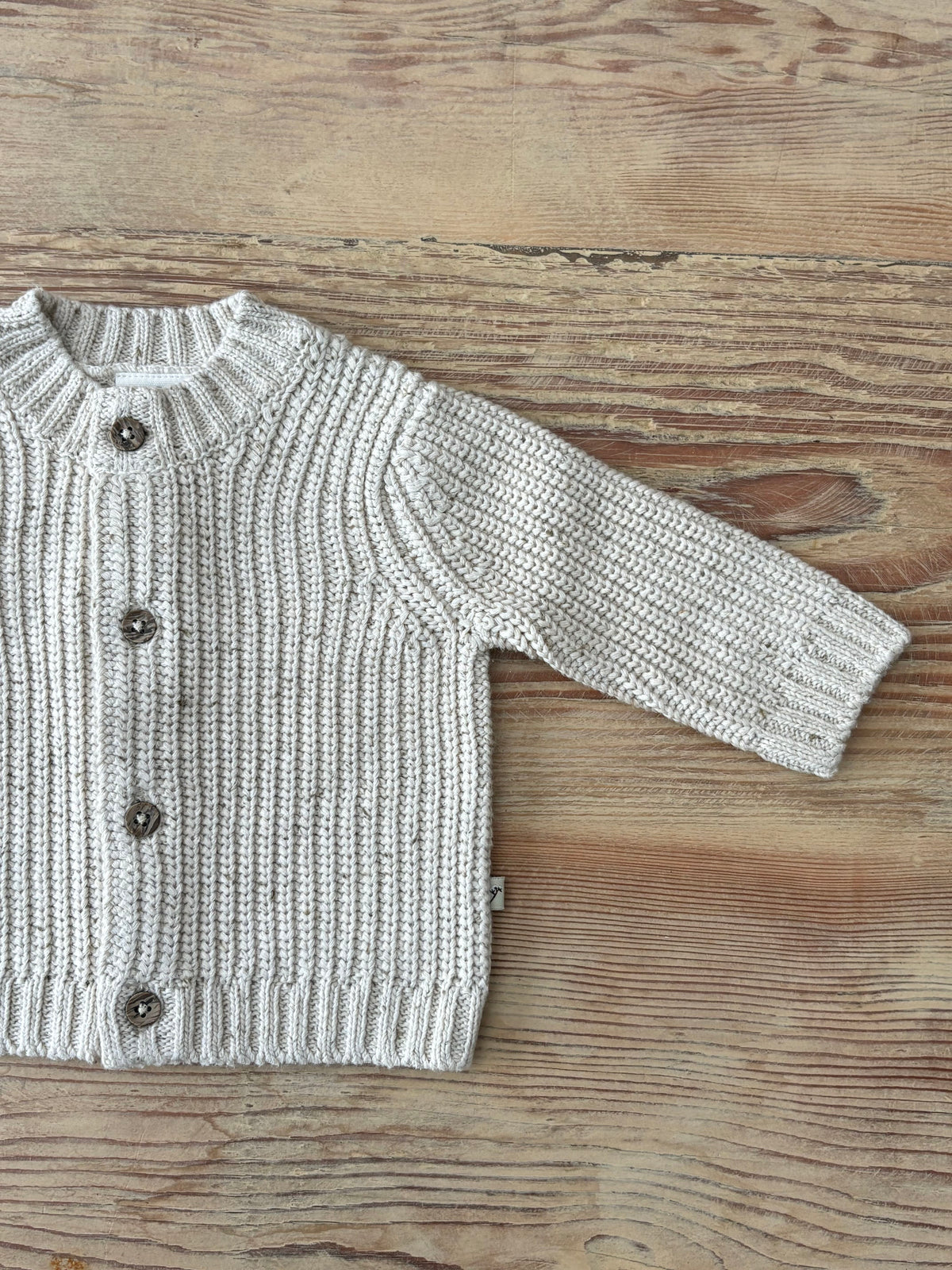 Chunky Knit Baby Cotton Cardigan-Linen