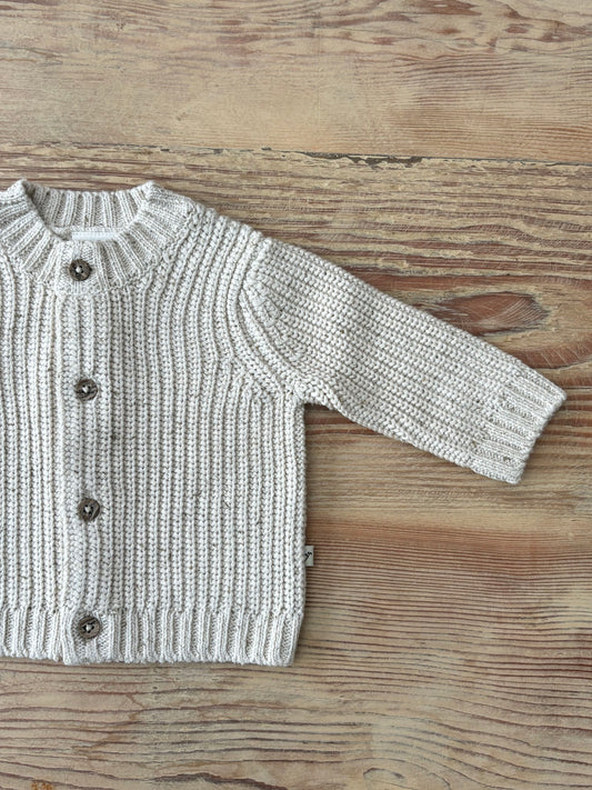 Chunky Knit Baby Cotton Cardigan-Linen