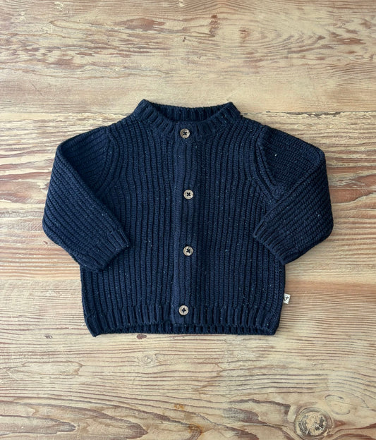 Chunky Knit Baby Cardigan-Navy