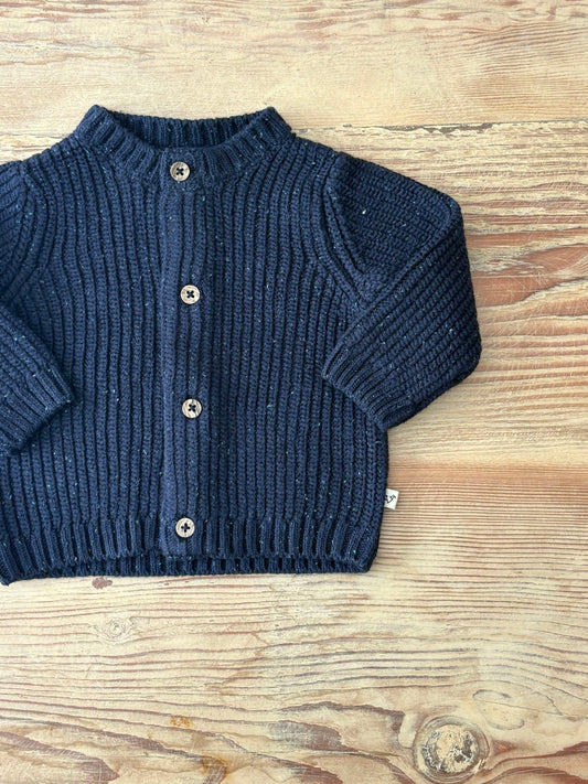 Chunky Knit Baby Cardigan-Navy