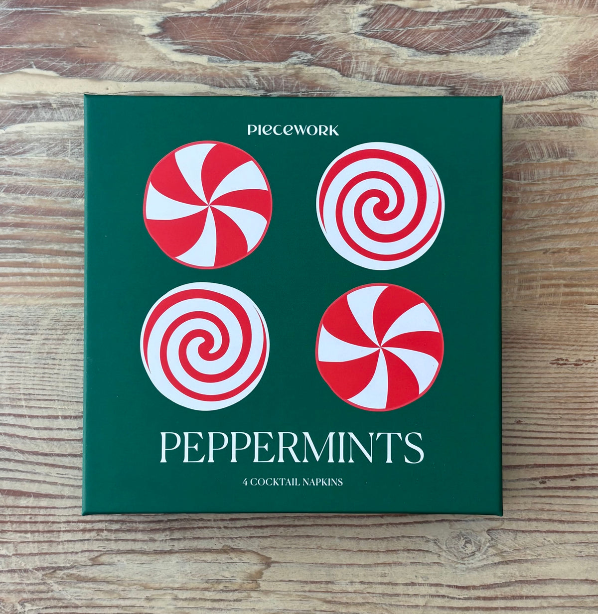 Holiday Peppermint Linen Cocktail Napkins